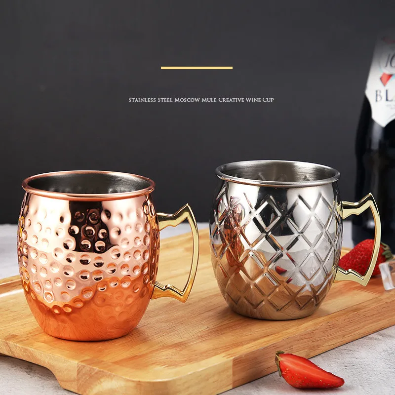 550 мл 18 унций кружка Мула из нержавеющей стали кованый медный стакан для пива