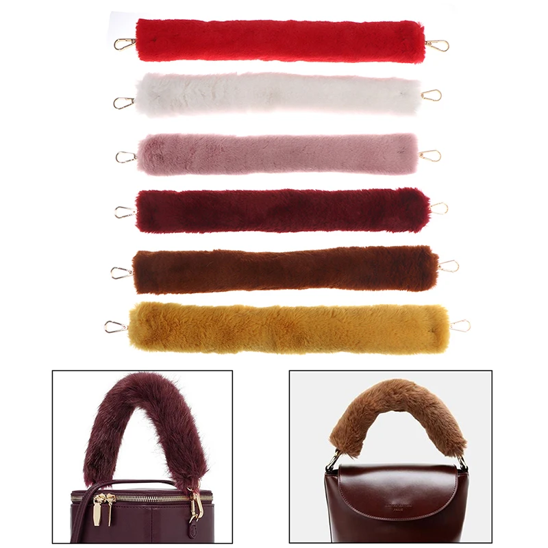 Replacement Women Plush Bag Strap Shoulder Handbag Strap Belt Faux Fur Bag Belts Accessories Handbag Plush Decorative Chain
