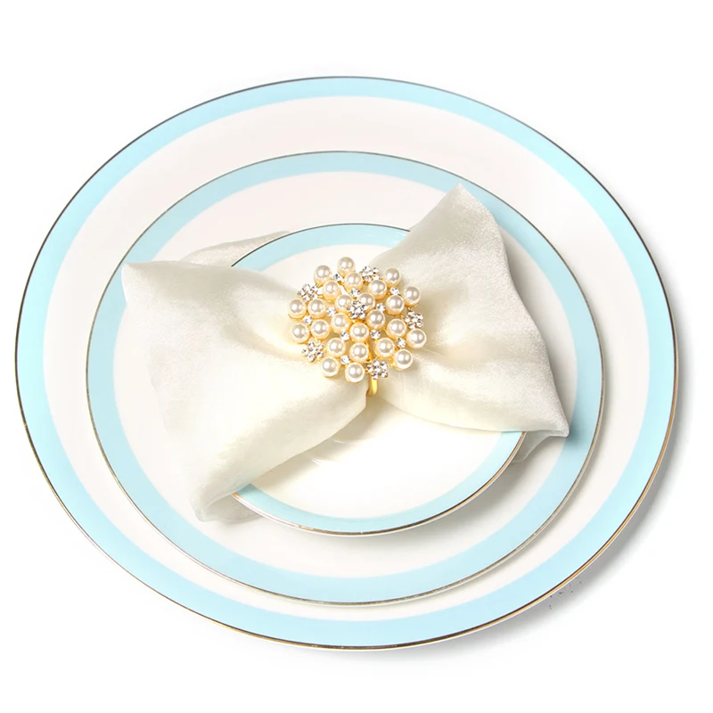 

White pearl napkin ring beaded wedding napkin ring whole sake napkin ring