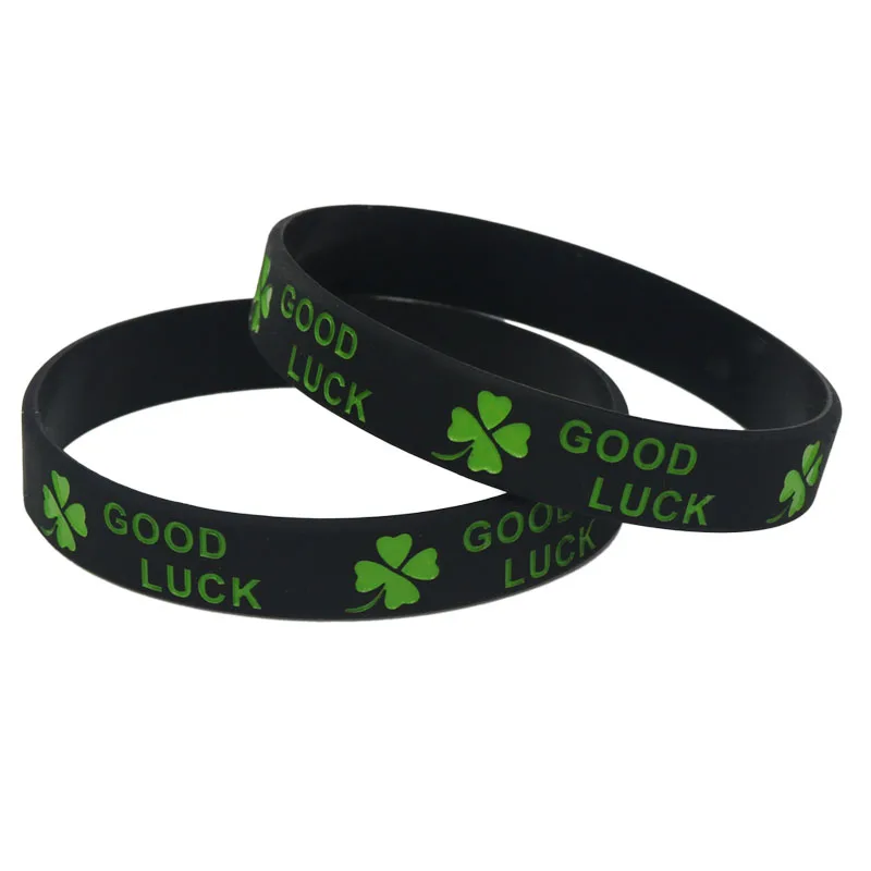 1 шт. новое модное клевер удачи Wristband силикона Черный Зеленый Белый Резиновые