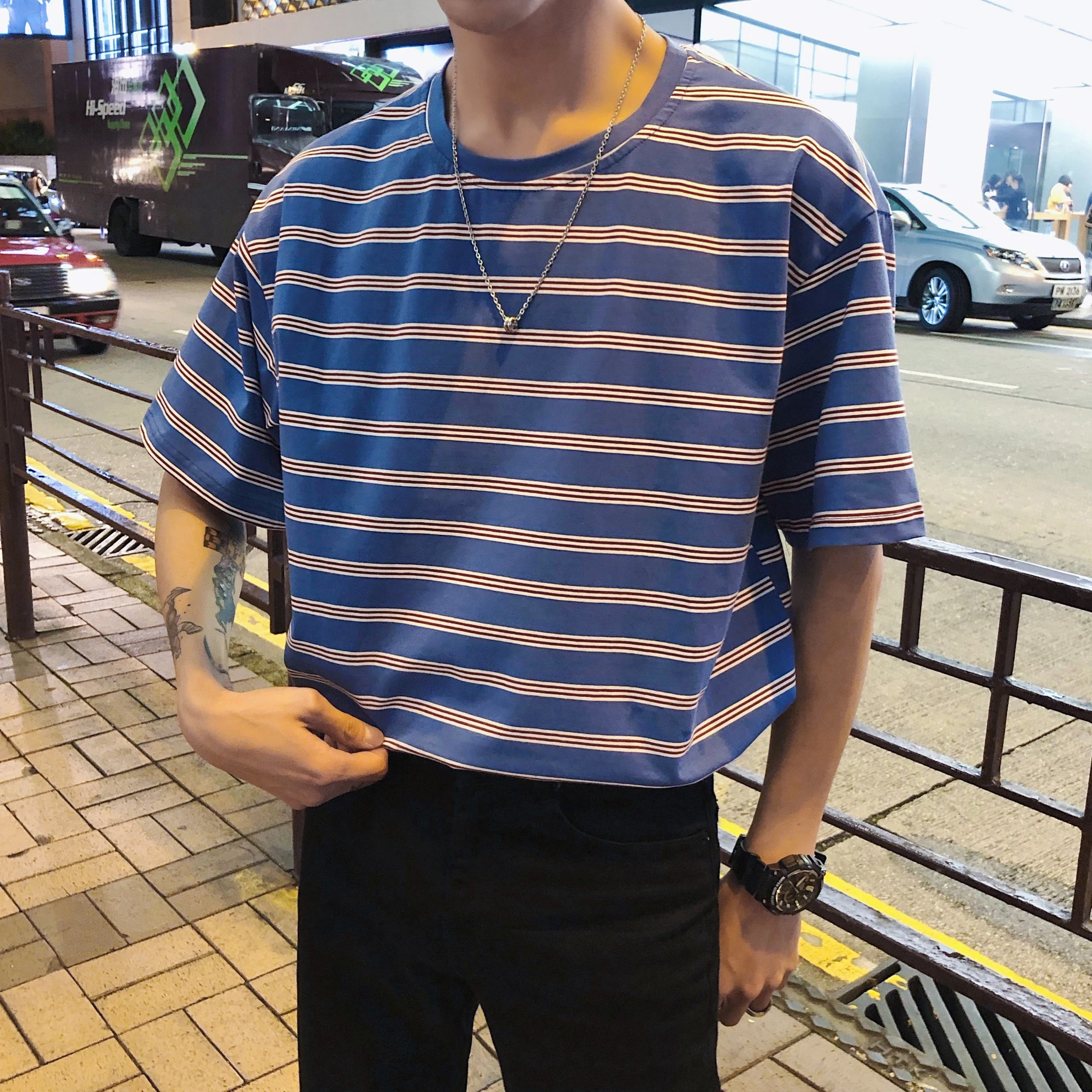 Мужская футболка с короткими рукавами Стильная летняя одежда Ins модная