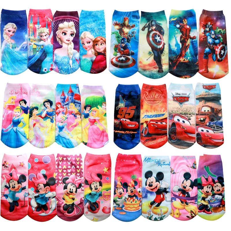 Носки хлопковые для мальчиков и девочек Мультяшные короткие с рисунком