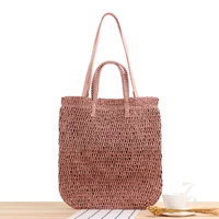hollow shoulder hand carrying woven vacation beach handmade straw bag