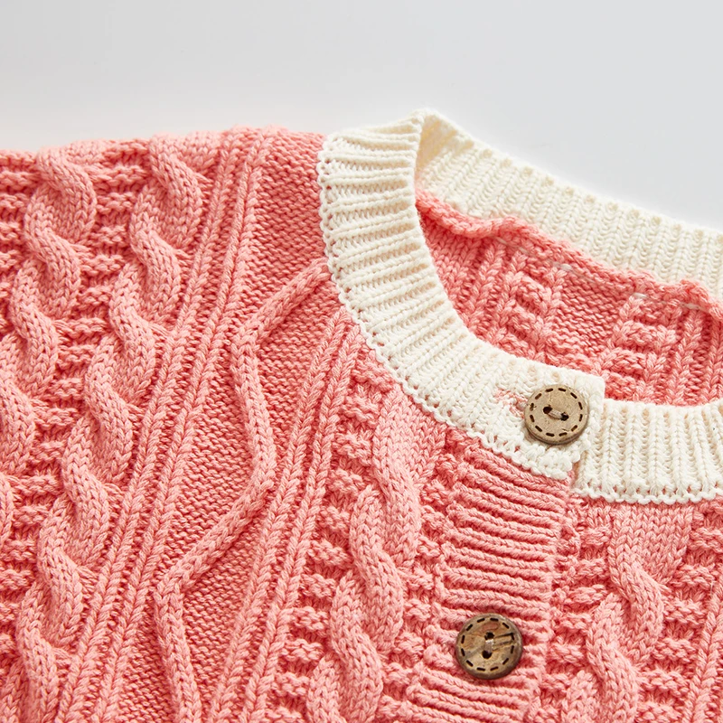 Вязаный кардиган для маленьких девочек свитер на весну и осень однобортная