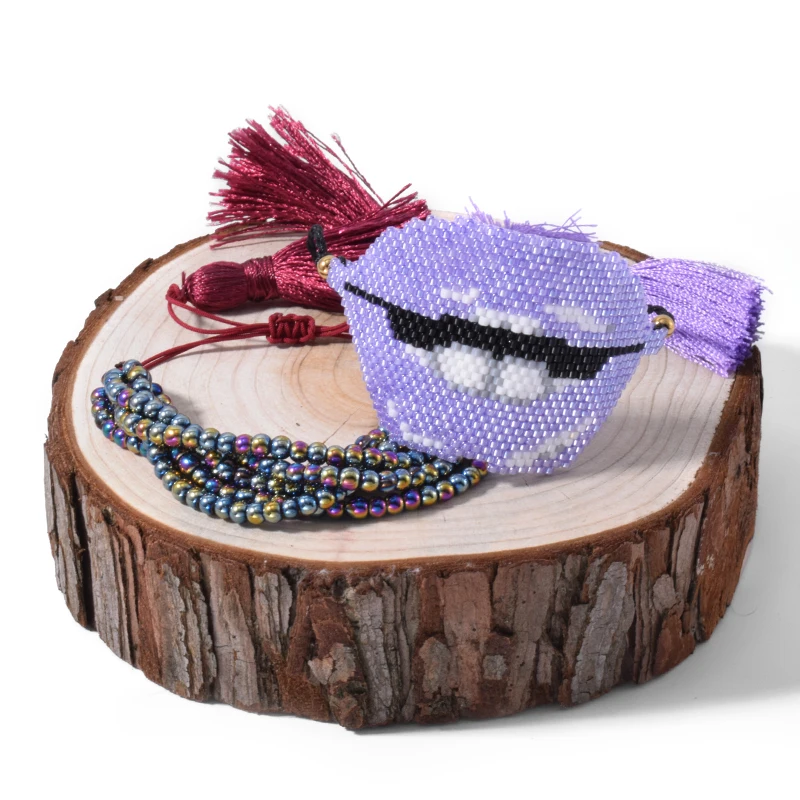 

Rttooas Purple Lips Bracelet MIYUKI Handmade Tassel Woven Pulseras Mujer 2020 Fashion Beaded Cuff Bracelet Fashion Jewelry