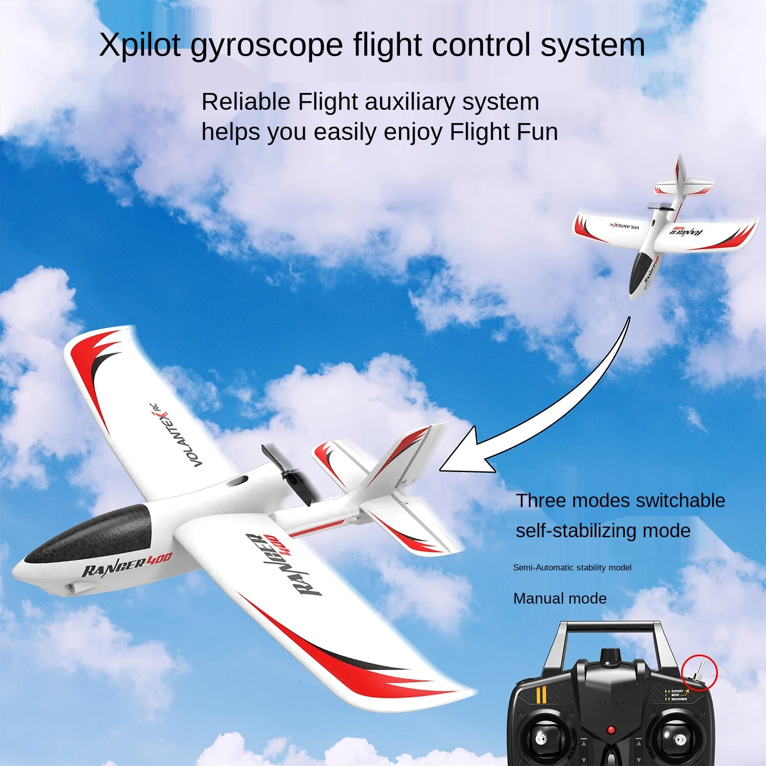 VOLANTEX – modèle d'avion RC V761, 2.4Ghz, 3CH, télécommande 6 axes, avion électrique à aile fixe RTF