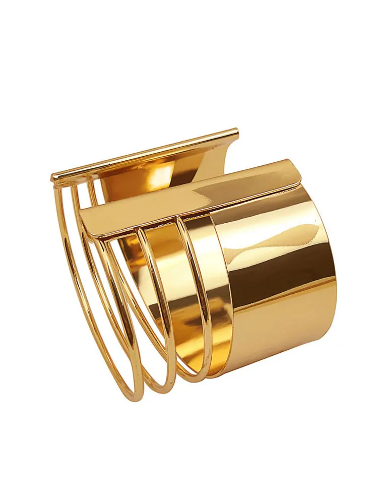 

New Fashion Punk Style Women Bracelets Gold Plated Bangle Wide Open Cuff Jewelry Gift For Girls