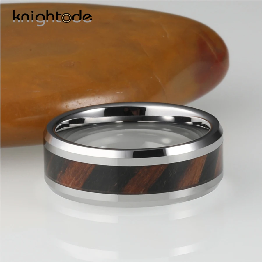 8 мм вольфрамовое Карбидное кольцо с деревянной инкрустацией для мужчин и женщин