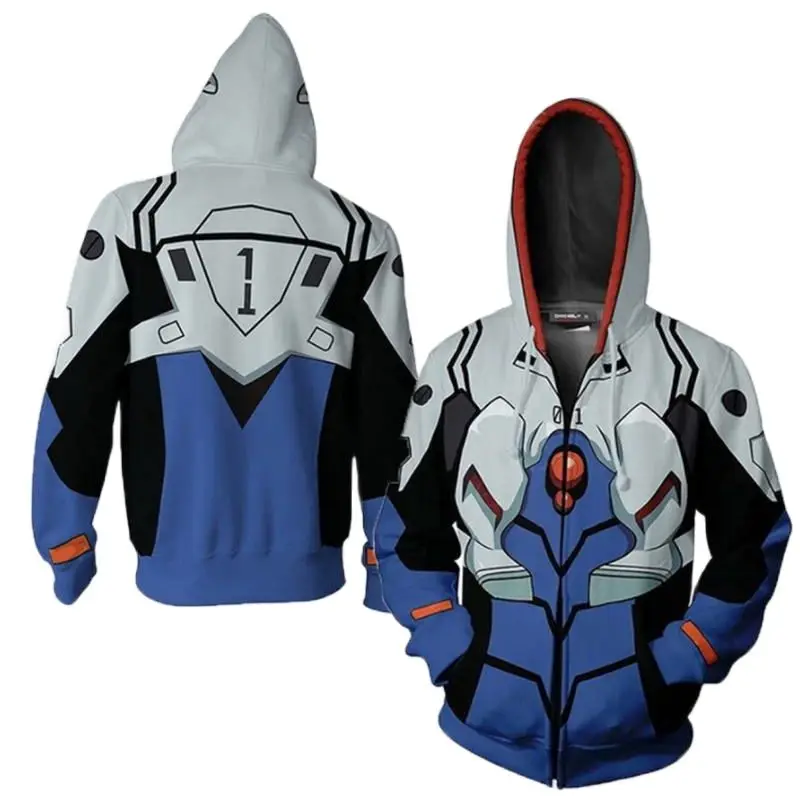 

2021 Fashion New 3D Printed Men's Hoodie Casual Evangelion Century Zipper