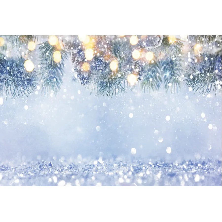 Светильник с синими соснами боке фон для фотосъемки Рождественская вечеринка