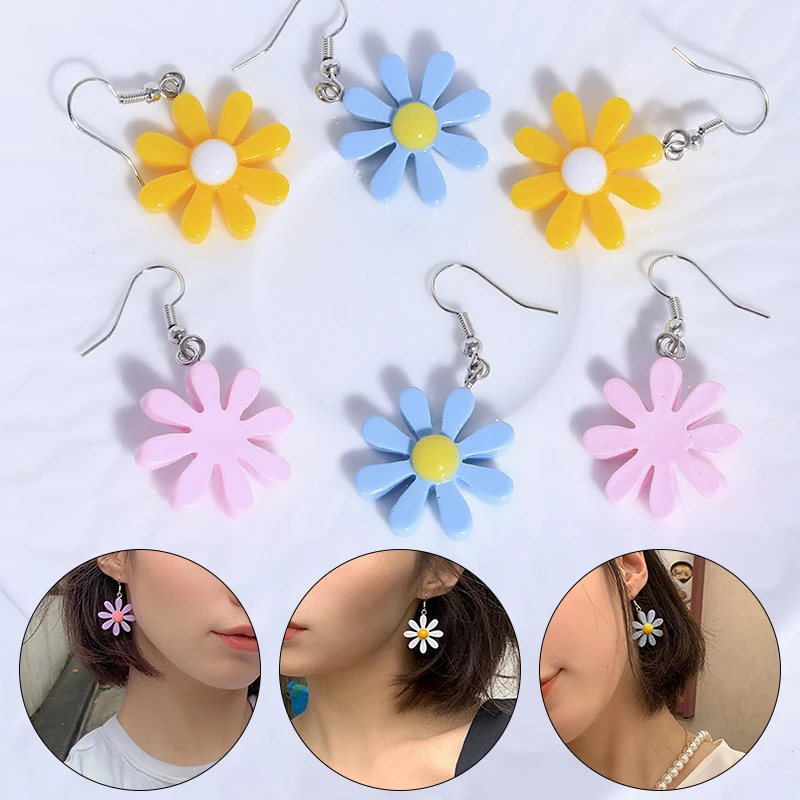 

Hot Style Personality Ladies Earrings Candy Color Resin Sweet Daisy Resin Brincos Sunflower Flowers Wild Earrings Jewelry Gift
