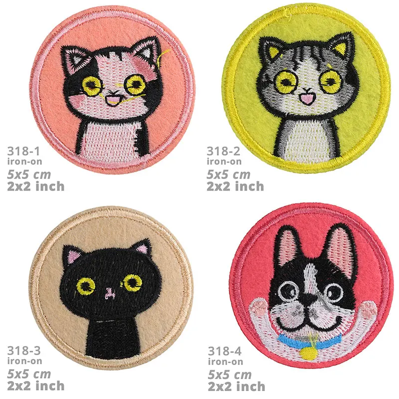 Cartoon Cat Dog Embroidery Appliqu Patch for Clothes Children Iron on Sticker Kid Patches Clothing Stripe Sewing Accessories | Дом и сад