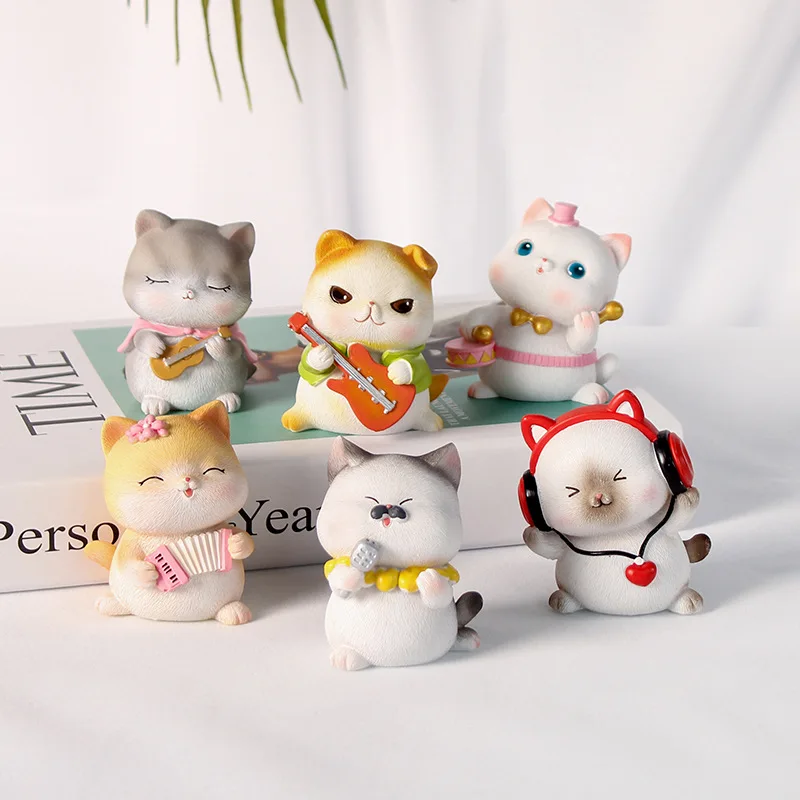 

Cute Cat Concert Figurines Miniatures Home Decor Craft Gift Cute Desktop Garden Decoration Baking Cake Car Decoration