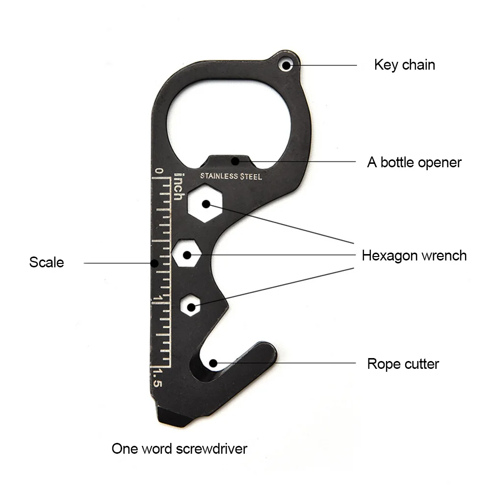 

Multi-function Stainless Steel Multi Tool Card Bottle Opener Keychain High Hardness Twist Bottle Opener for Can Wine Beer #W