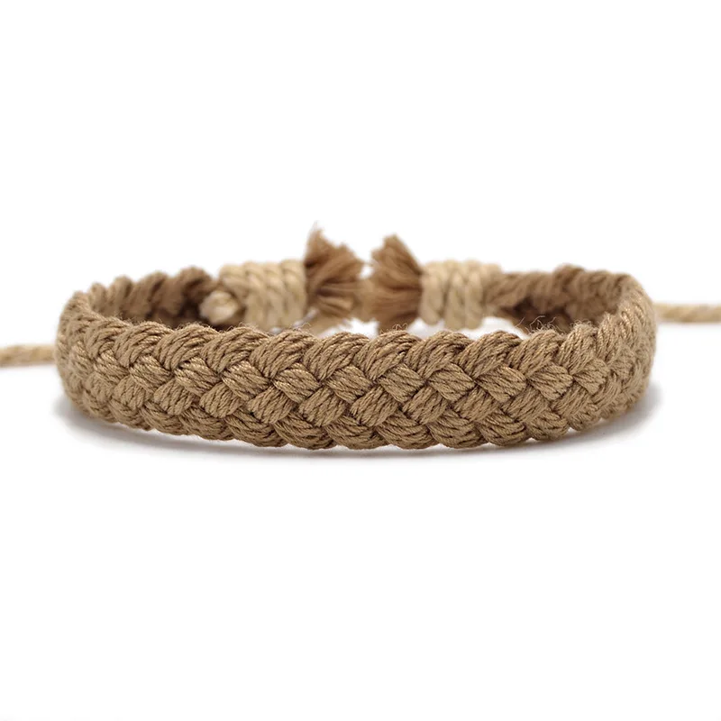 2021 New Natural Cotton Hand Knitted Rope Bracelet Simple Wide Blessing Lucky For Women Men Jewelry Accessories | Украшения и