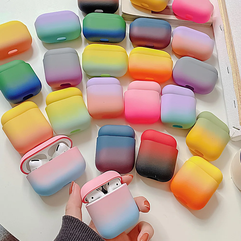

Case For Apple AirPods Pro Matte Gradient Cute Candy Color Earphone Cover For AirPods 1 2 Protection Luxury Hard PC Accessories