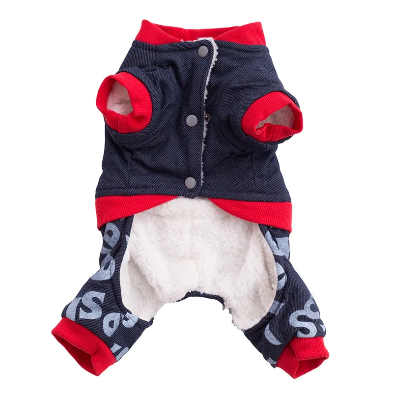 Джинсовая одежда для собак зимняя теплая домашних животных костюм маленькой