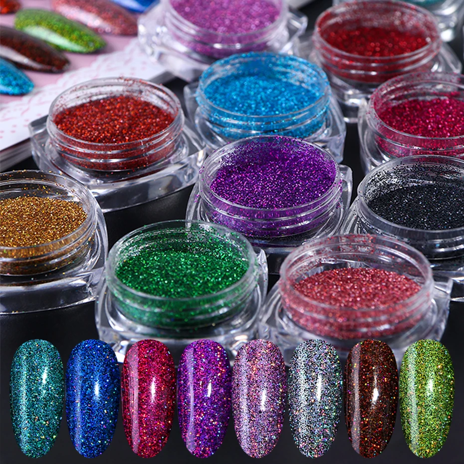 1 коробка лазерный лак для ногтей Порошковая голографическая УФ гель дизайна