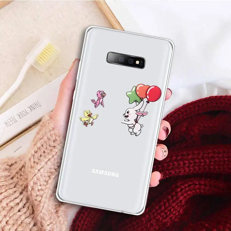 

Shark bunny dinasour Phone Case Transparent For Samsung Galaxy A 71 21s S note 8 9 10 plus 20 ultra high quality Anti-fall capa