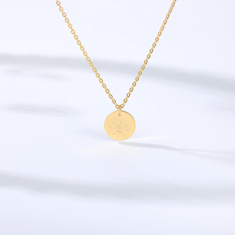 Геометрическая круглая подвеска из нержавеющей стали для женщин золотистое