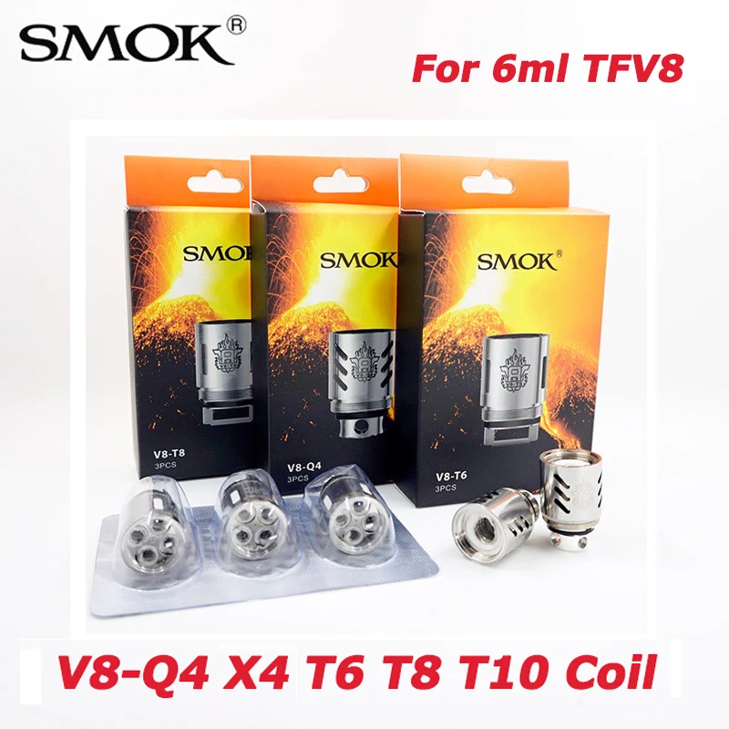 Оригинальный электронных сигарет SMOK TFV8 Головка Катушки V8-T8 V8-T6 V8-Q4 V8-X4 V8-T10 для 6 мл