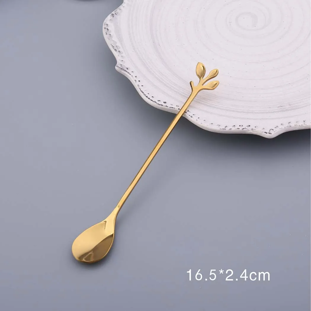 

1 Pcs Creative Leaf Metal Coffee Spoon Cute Stirring Spoon Dessert Fork Teaspoon