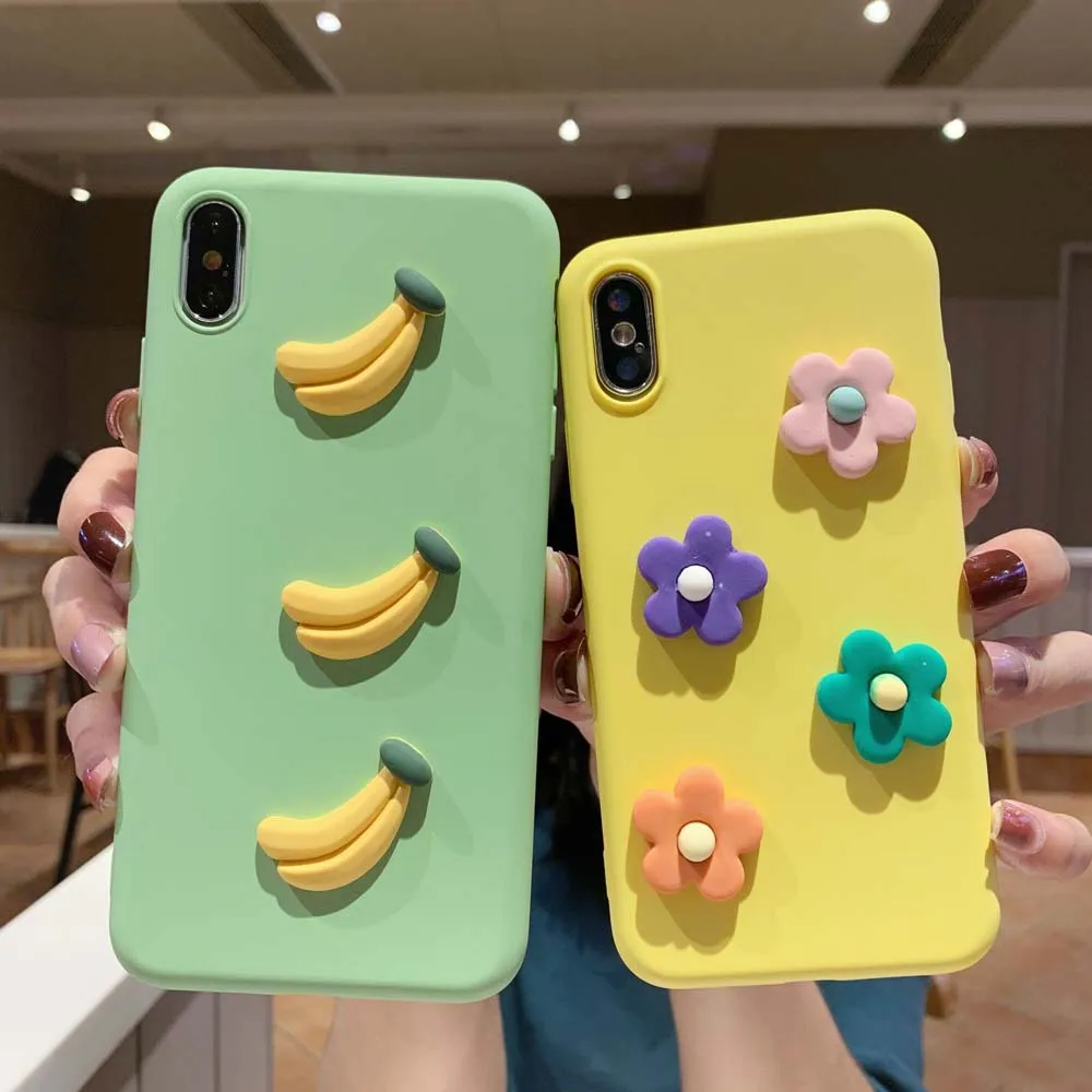 

fruit Cases simple animal Case for iPhone 7 8 Plus soft Silicon cover solid Color for iPhone XS 6 6S 11 pro XR X Max Phone