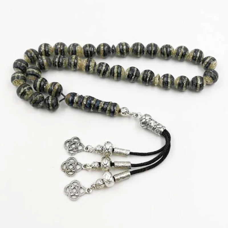 Новый корпус Tasbih черно-белые линии натуральный ручной полированный Розарий