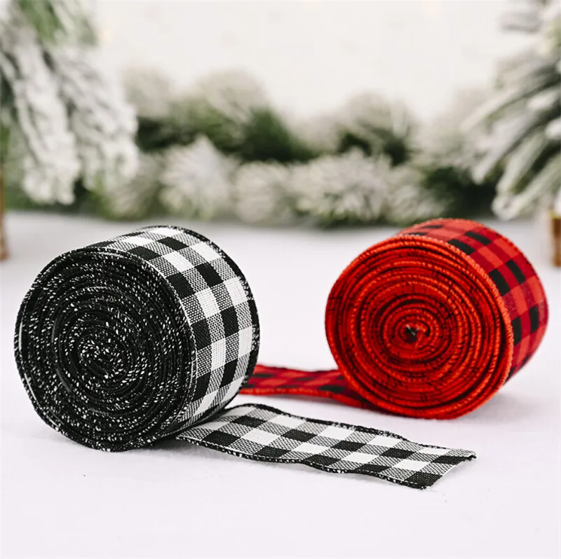 Рождественская клетчатая лента украшение сделай сам для подарочной елки 6
