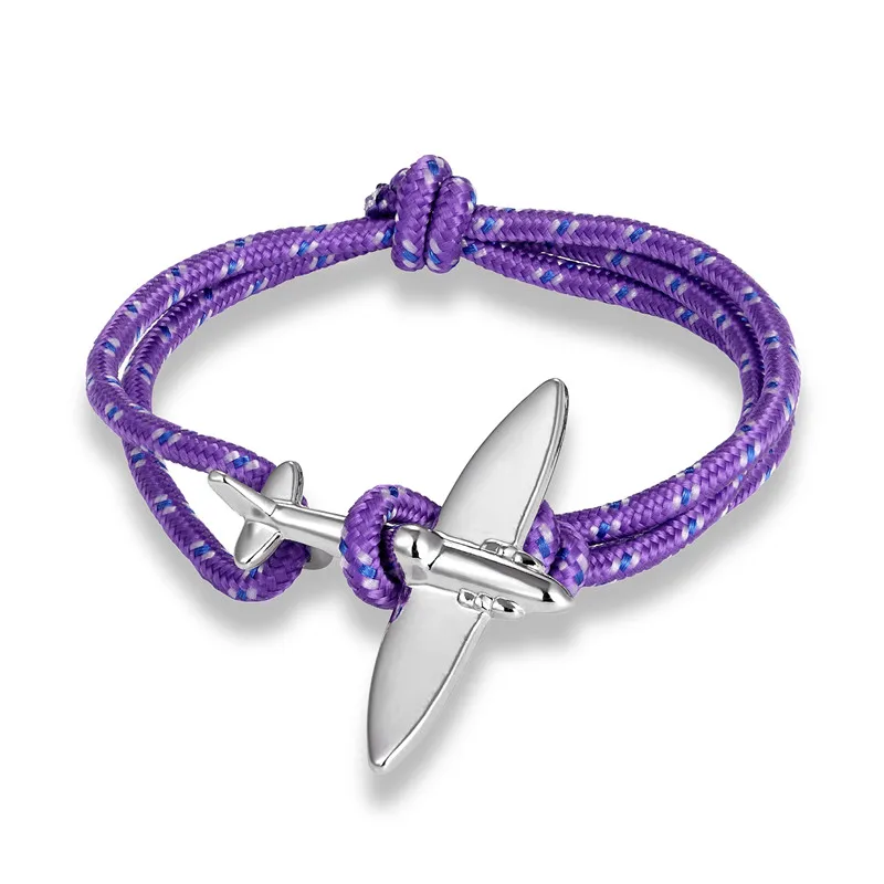 Silver Purple MKENDN Новое поступление самолет якорь Спорт кемпинг парашют шнур выживания браслет для мужчин и женщин Пряжка в морском стиле модные украшения - Окраска металла: Silver Purple