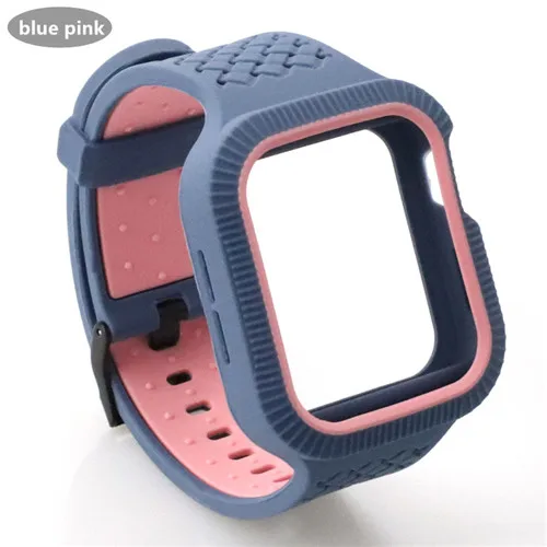 rock pink Чехол+ ремешок для часов Apple watch band 44 мм/40 мм iWatch band 42 мм 38 мм тканый силиконовый ремешок для часов Браслет Apple watch 5 4 3 21 40 - Цвет ремешка: rock pink