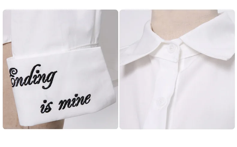 

White Loose Womens Shirts Female Pocket Blouse Embroidery Women Female Blusas Lady Undershirt Top 2020 Women Clothes OWS205024