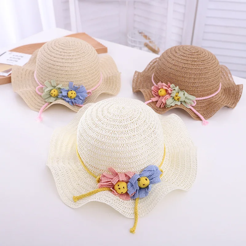 

Children's Sun Hat Spring Summer Models Idyllic Holiday Style Straw Cap Parent-Child Hat Sunshade Fisherman Hat for Newborn Baby