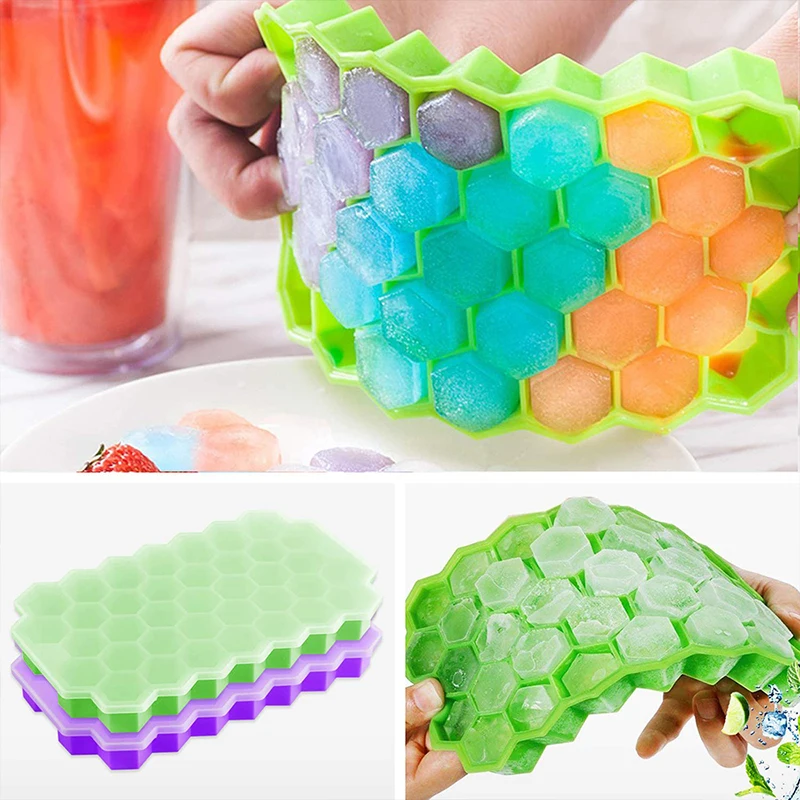 Honeycomb Ice Cube Tray 37 Cubes Silicone Maker Mold With Lids Easy Release For Whiskey Cocktail Cold Drink Home | Дом и сад