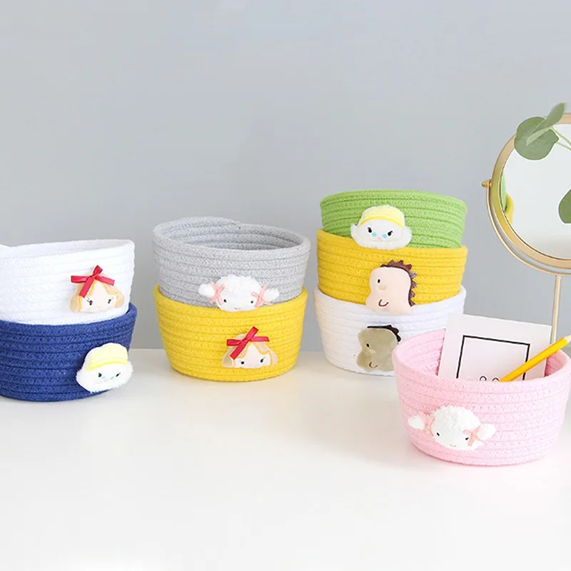 

Cartoon Animals Hand Woven Storage Basket Kids Toys Laundry Baskets Desktop Organizer Cosmetics Sundries Storage 16*9CM 1Pcs