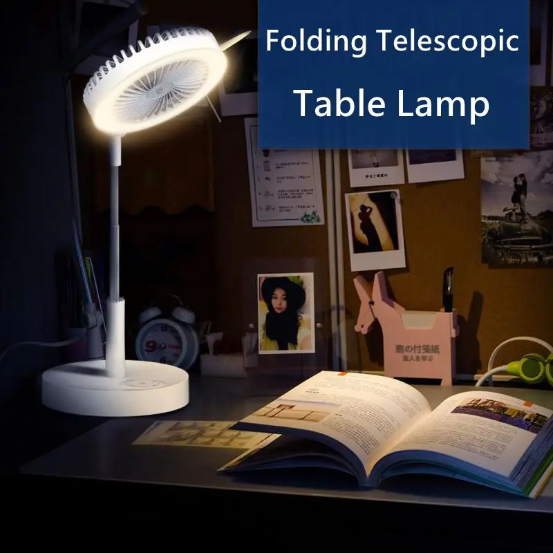 

Mini Folding Telescopic Fan Table Lamp USB Charging Student Portable Small Electric Fan Light Office Home Folding Fan Fill Light