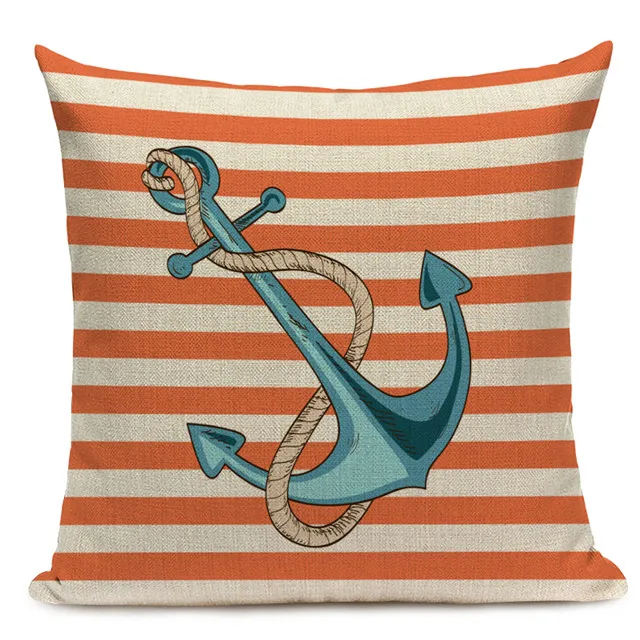 11 Decorative Cotton Retro Painting marine decoration Pillow Covers 45Cmx45Cm Square Replacement Printed Cushions Pillow Case - Цвет: 11