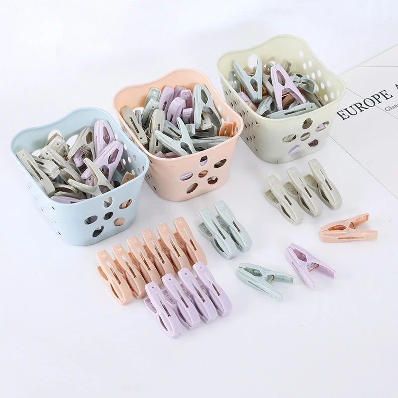 

24pcs Hot Sale Newset Plastic Hanger Clips Laundry Clothes Beach Towel Pins Spring Clamp Clips Windproof Clothes Clips