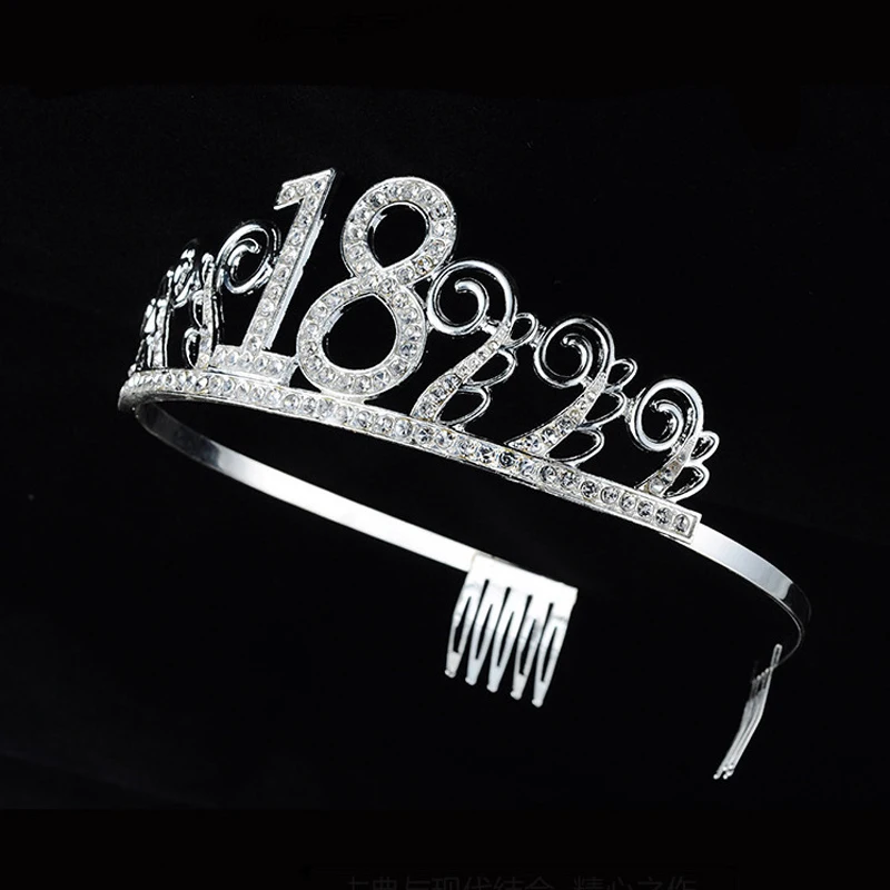 

18th Birthday Princess Crown Headband Crystal Wedding Crown Hairband Hair Headwear Wedding Decor Birthday Party Supplies