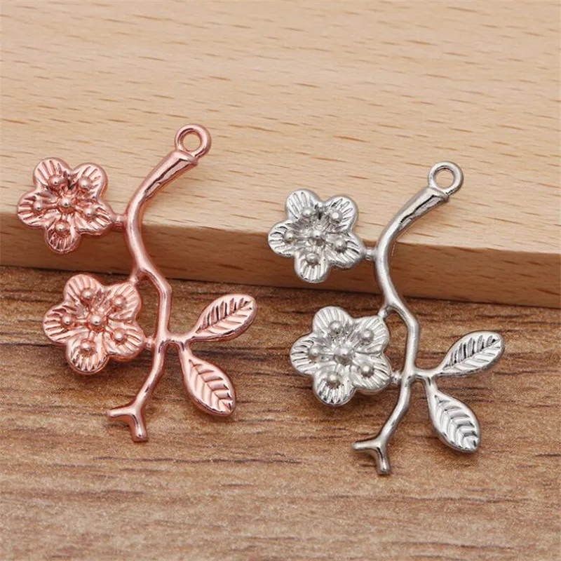 50 шт./лот 29 мм посеребренные подвески в виде цветов и листьев DIY винтажные модные