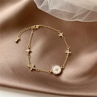 gold plated zircon plum blossom cross bracelet fashion womens bracelet travel daily match wedding party jewelry summer bracelet