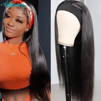 ashimary straight headband scarf wig glueless human hair wigs for black women 180 density remy hair cheap full wigs