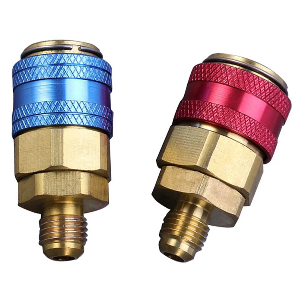 

2 Pcs Car air conditioner fluoride converter AC R134A Quick Coupler Connector Adapter Fittings High Low Manifold Hoset Tools