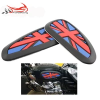 universal retro motorcycle cafe racer gas fuel tank rubber sticker protector sheath knee tank pad grip decal union jack logo