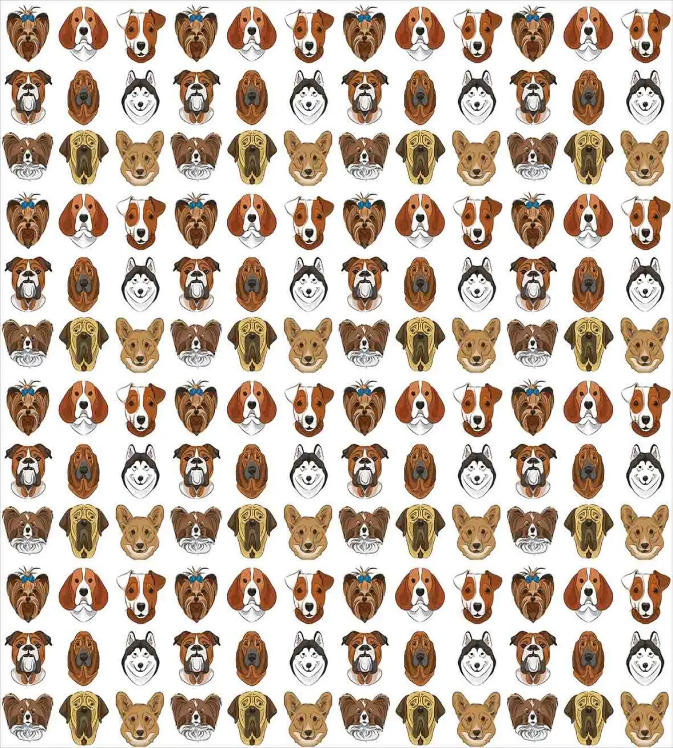 Комплект пододеяльников для собак портреты с карикатурным дизайном красочные