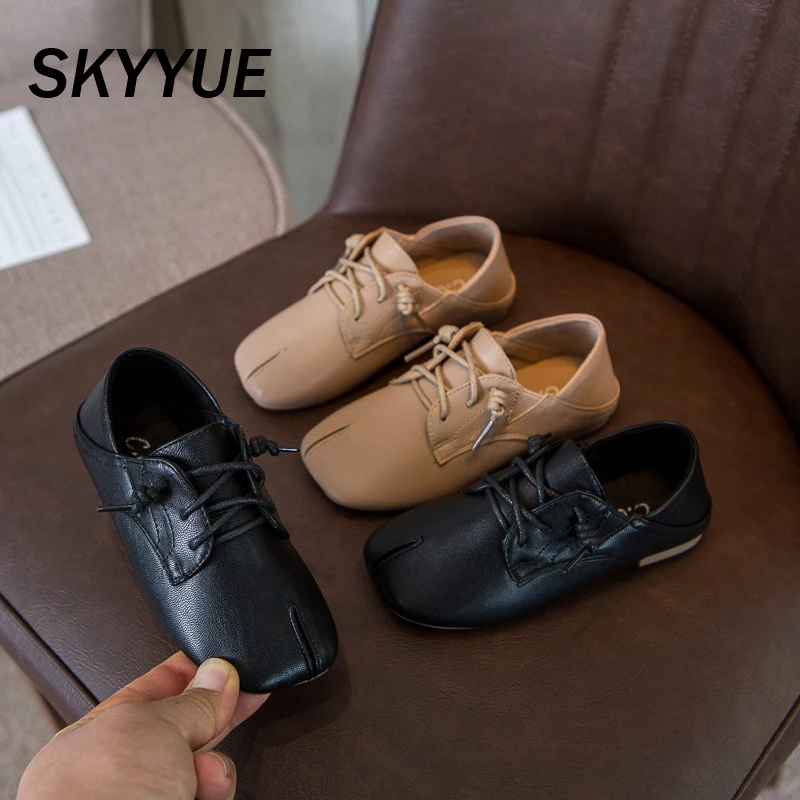Весенняя детская кожаная обувь Детская брендовая на плоской подошве Модная для