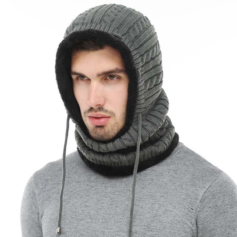 Бархатный теплый шарф с капюшоном флисовая шапка для мужчин и женщин зимняя