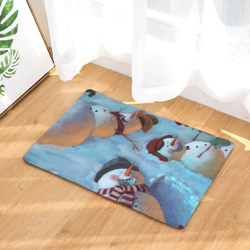 Рождественский коврик для входной двери с принтом снеговика мягкие коврики