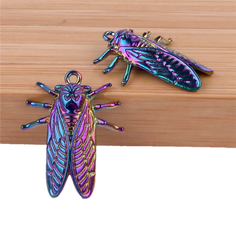 15 шт. Радуга ColorAnimal кулон Цикада металла DIY Подвески Изготовление ювелирных