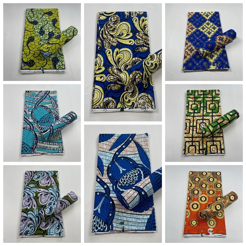 

Африканская восковая ткань из Анкары, настоящая восковая ткань, лоскутное шитье, платье, рукоделие, материал «сделай сам», аксессуар, 100% хло...